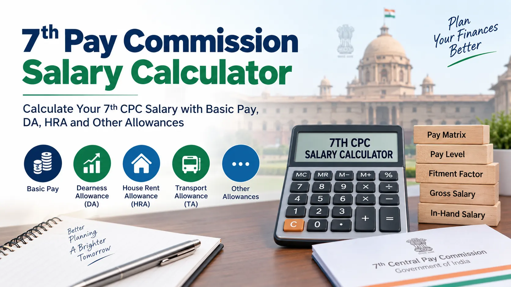 7th Pay Commission Salary Calculator: Calculate Basic Pay, DA, HRA and Gross Salary
